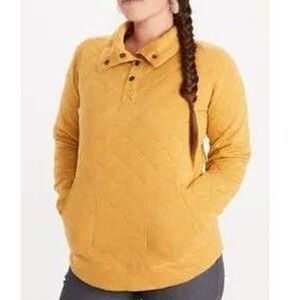 Marmot Womens Roice Long Sleeve Quilted Pullover Mustard Gold Size XL